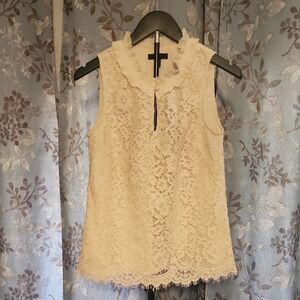J. Crew Cream Lace Ruffle Collar Blouse